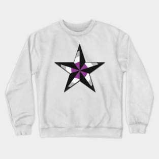 Asexual Pride Flag Colored Nautical Star Crewneck Sweatshirt